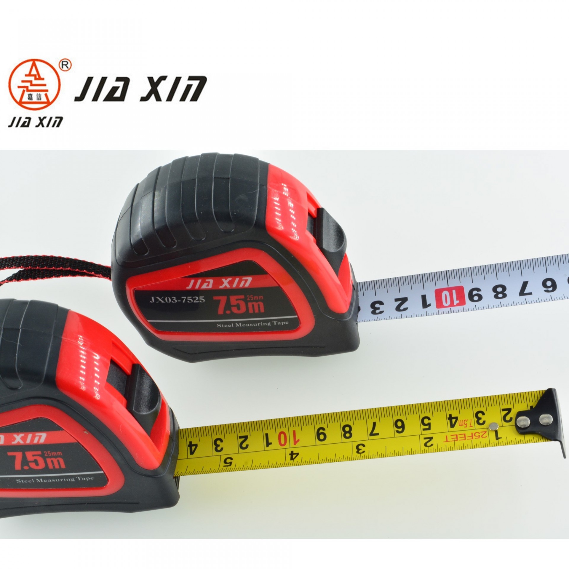 ABS+TPR Auto Lock Steel Tape Measure with Nylon Coated Dual Blade